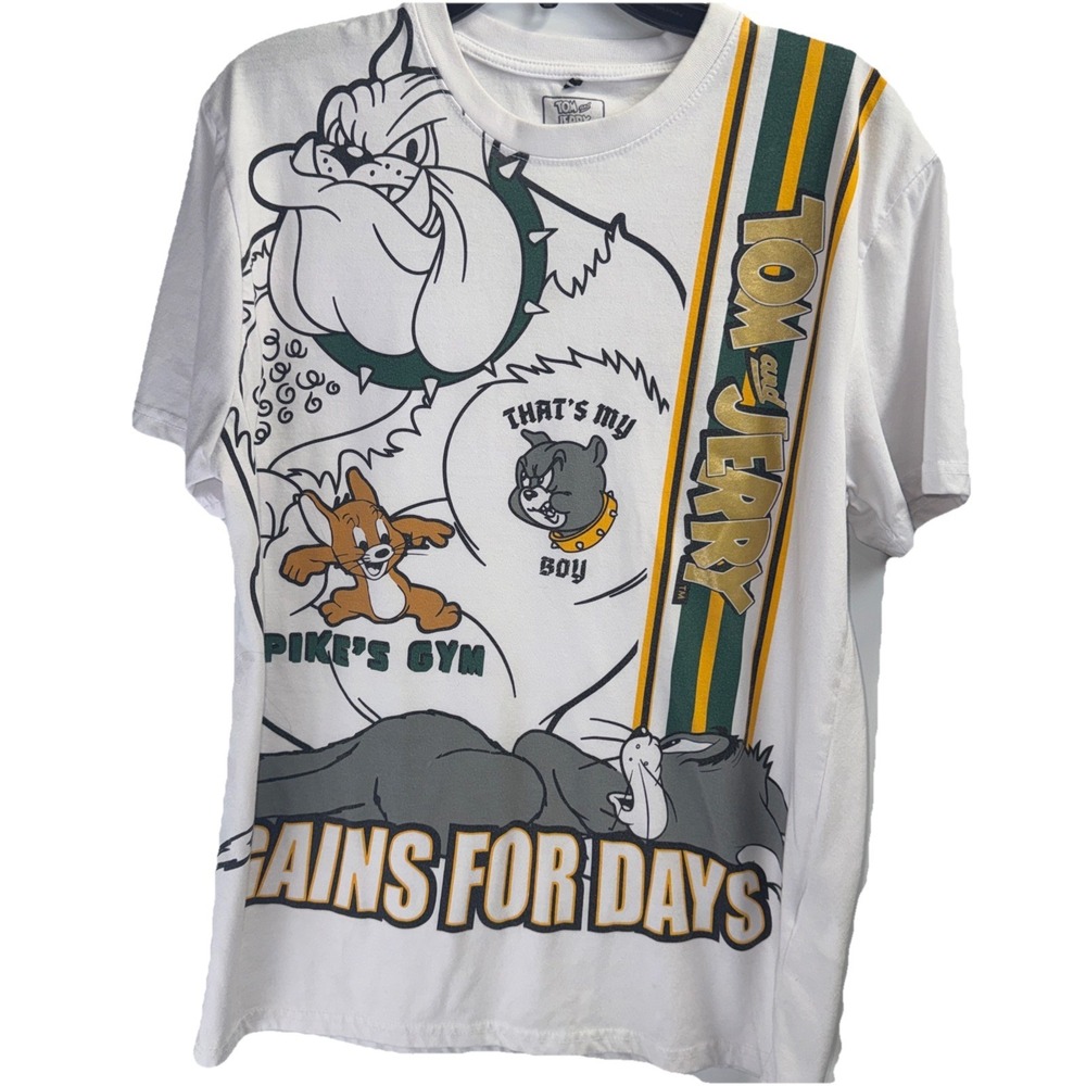 Tom and‎ Jerry White Cotton T-shirt Mens Xl Short Sleeve - Picture 6 of 6